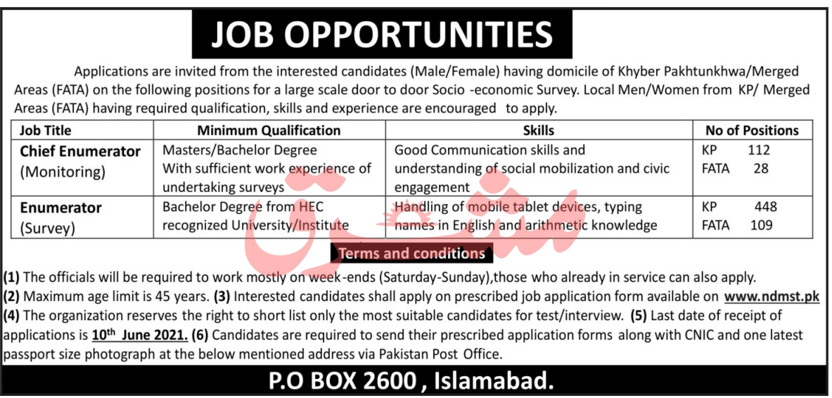 PO Box 2600 Islamabad Jobs May 2021