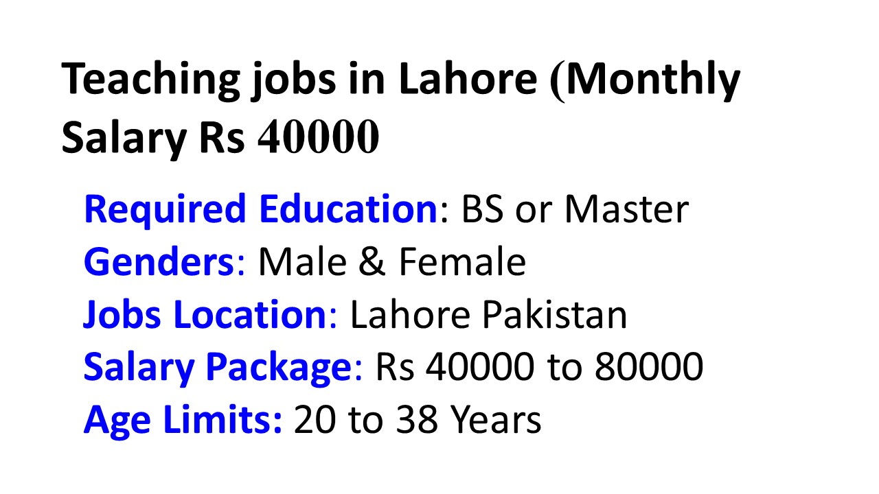 Teaching jobs in Lahore