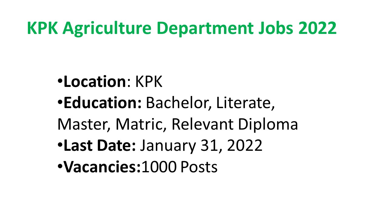 KPK Agriculture Department Jobs 2022 