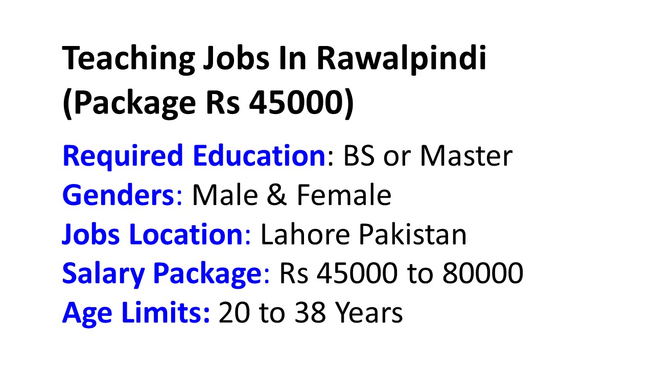 Teaching Jobs In Rawalpindi 
