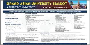 Grand Asian University Sialkot Jobs 2022