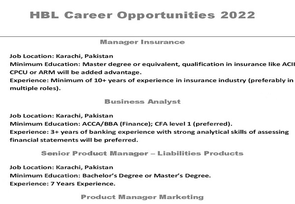 HBL Jobs 2022