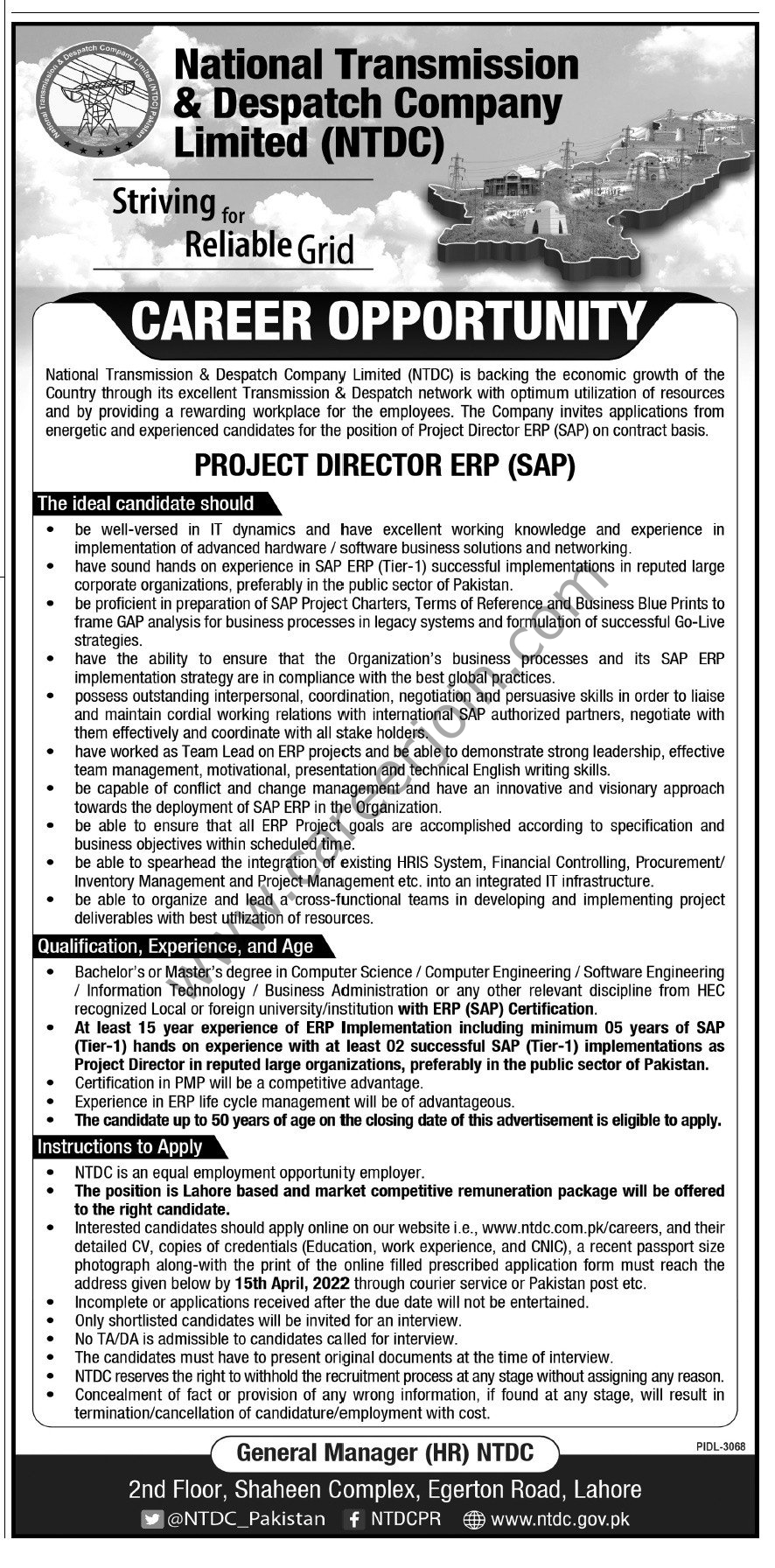 National Transmission and Despatch Company NTDC Jobs 2022