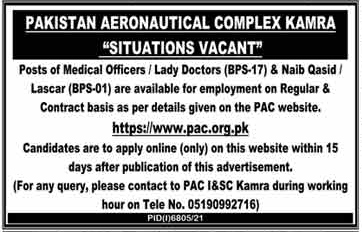 Pakistan Aeronautical Complex PAC Jobs 2022 