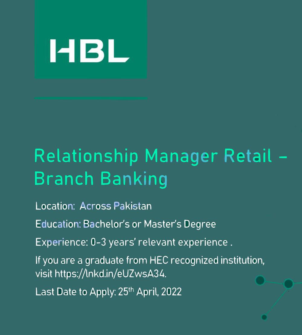 Habib Bank Limited HBL Jobs 2022 Latest Advertisement