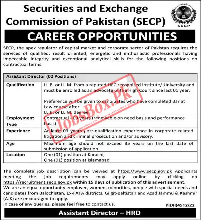 Securities & Exchange Commission of Pakistan SECP Jobs 2023