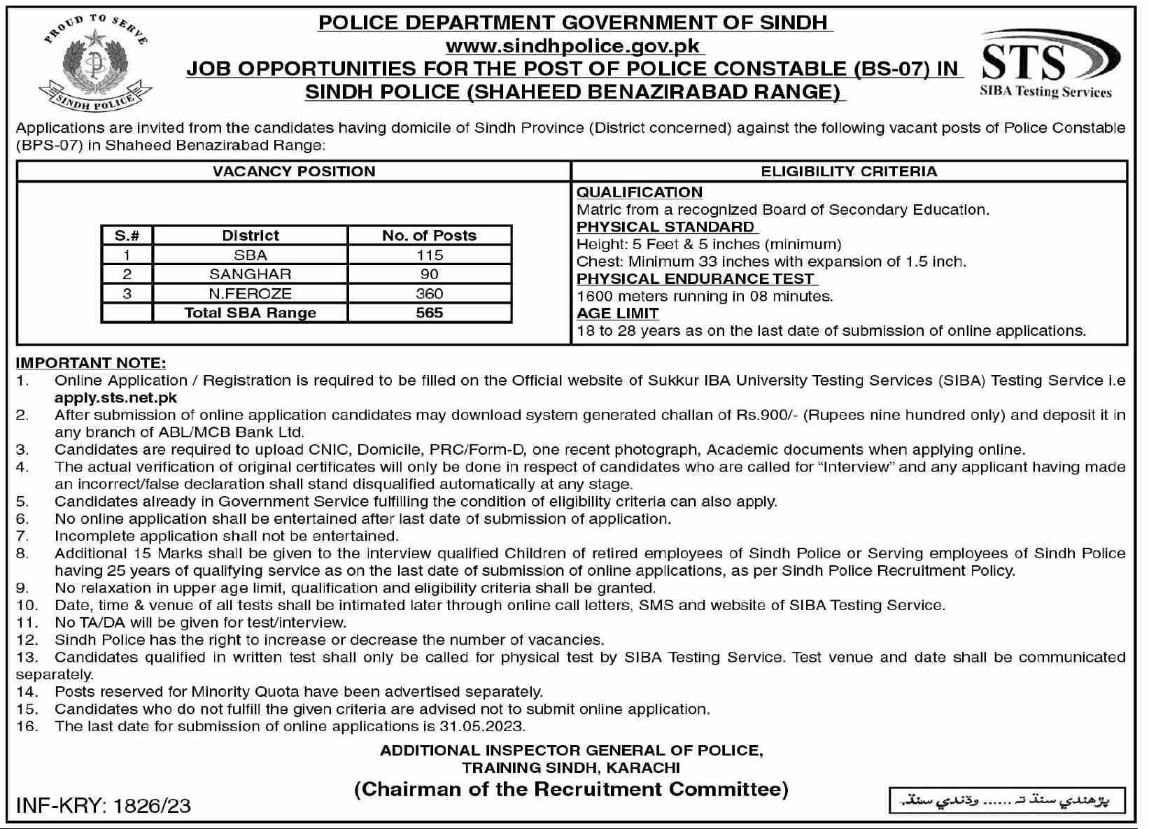 Police Constable Sindh Jobs 2023