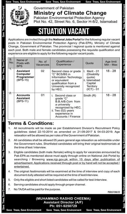 Ministry of Climate Change Jobs 2023