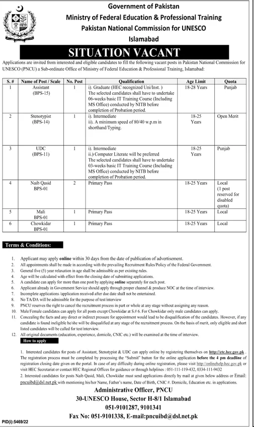 Ministry of Federal Education Jobs 2023