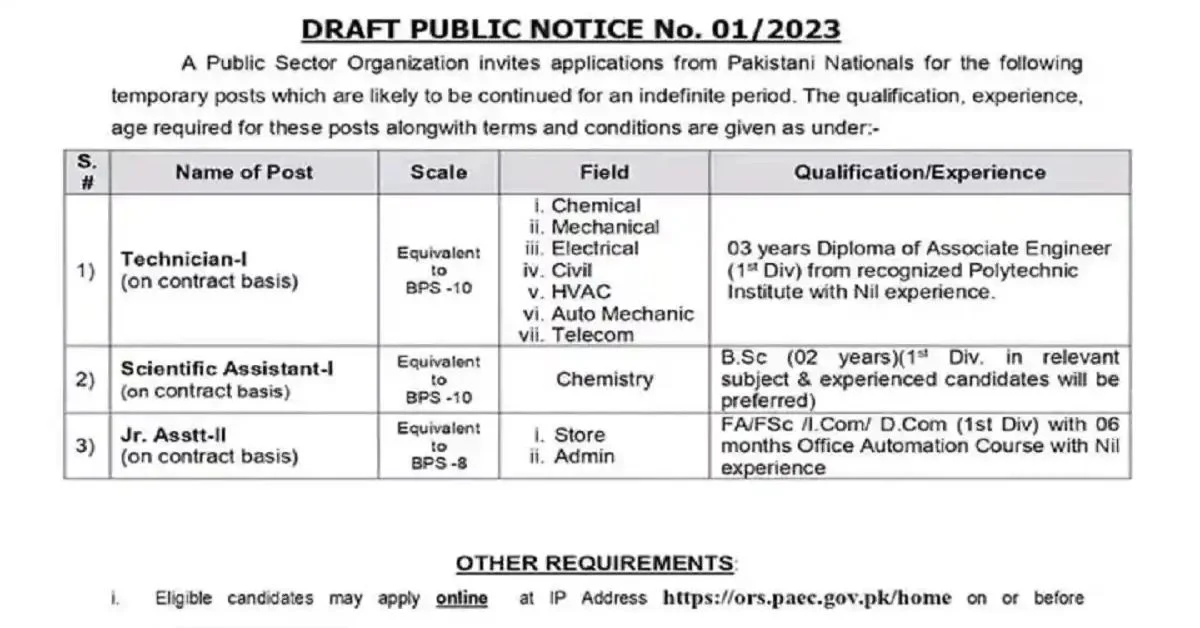 Pakistan Atomic Energy Commission PAEC Jobs 2023 New Vacancies