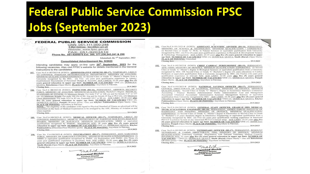 Federal Public Service Commission FPSC Jobs