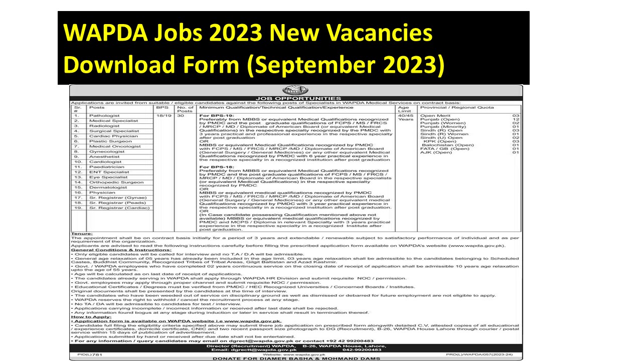 WAPDA Jobs 2023 New Vacancies