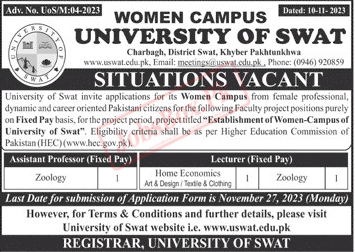 University of Swat Latest Advertisement Jobs 2023