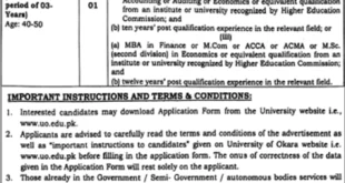 Job Opportunities at University of Okara 2024