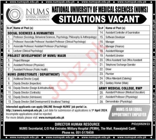 Job Vacancies At National University Of Medical Sciences March 2024