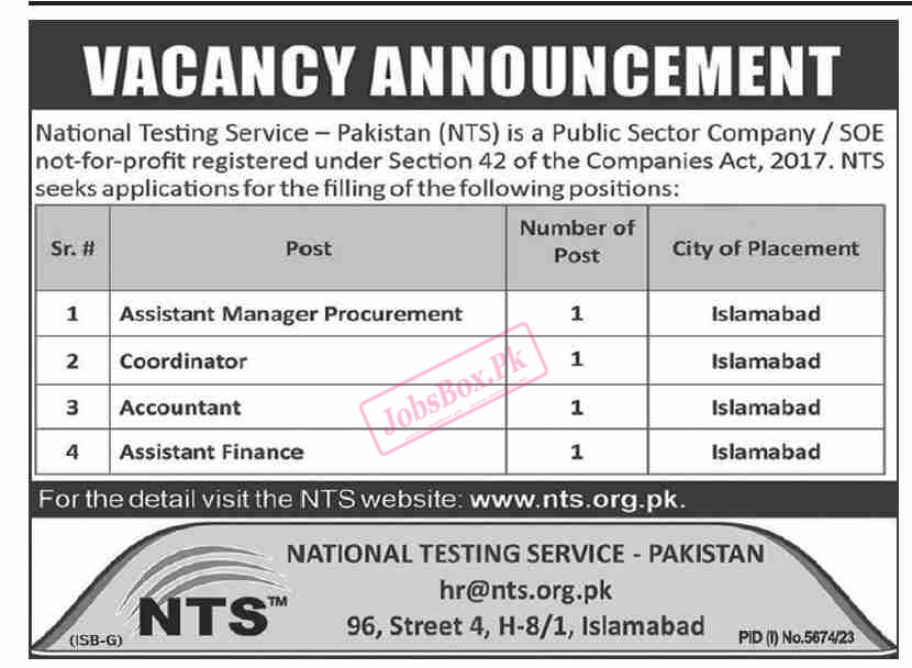 نیشنل ٹیسٹنگ سروسز آف پاکستان میں 2024 کی نئی نوکریاں