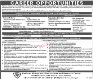 Pakistan Kidney And Liver Institute PKLI Jobs 2024