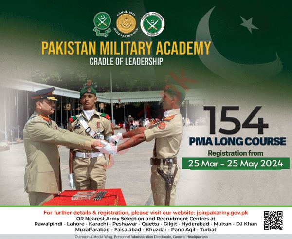 154 PMA Long Course Jobs At Pakistan Army 2024