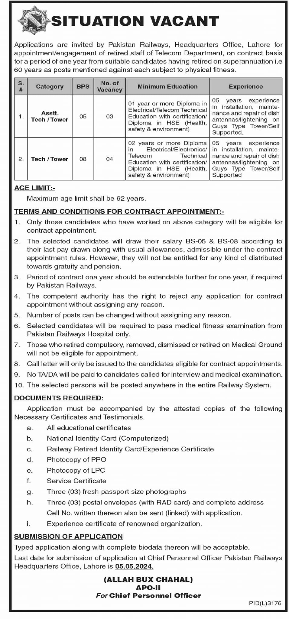 Pakistan Railways (PR) Headquarter Lahore Jobs 2024