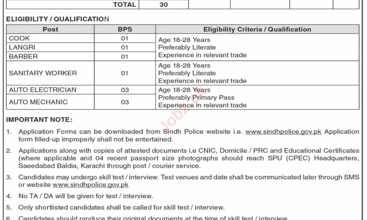 Job Opportunities At Special Protection Unit Sindh Karachi 2024