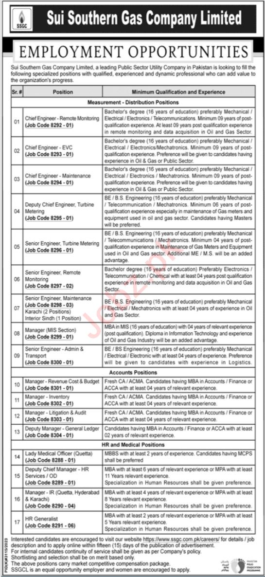 Sui Southern Gas Company Limited Jobs 2024