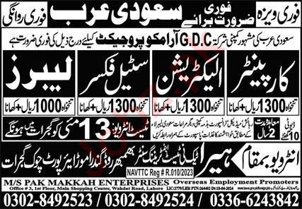 Carpenter And Labor Jobs In Saudi Arabia 2024