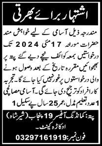 19 Punjab Okara Cantt Job 2024