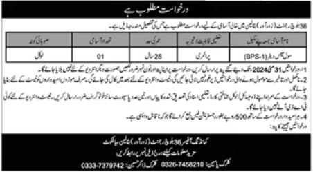 Civil Mess Waiter Job At 36 Baloch Regiment 2024