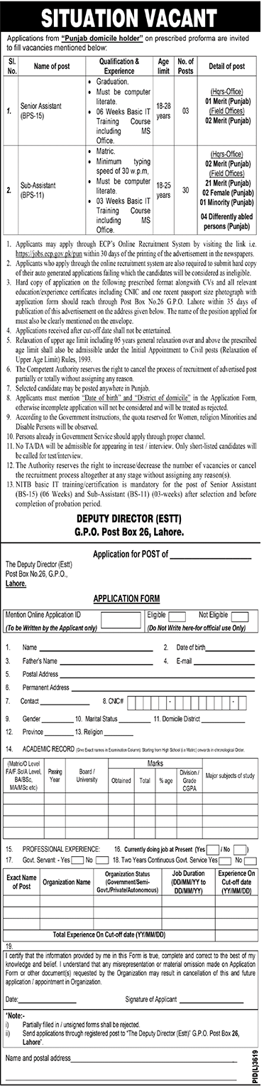 BPS-11 to BPS-15 Jobs in Punjab Government May 2024