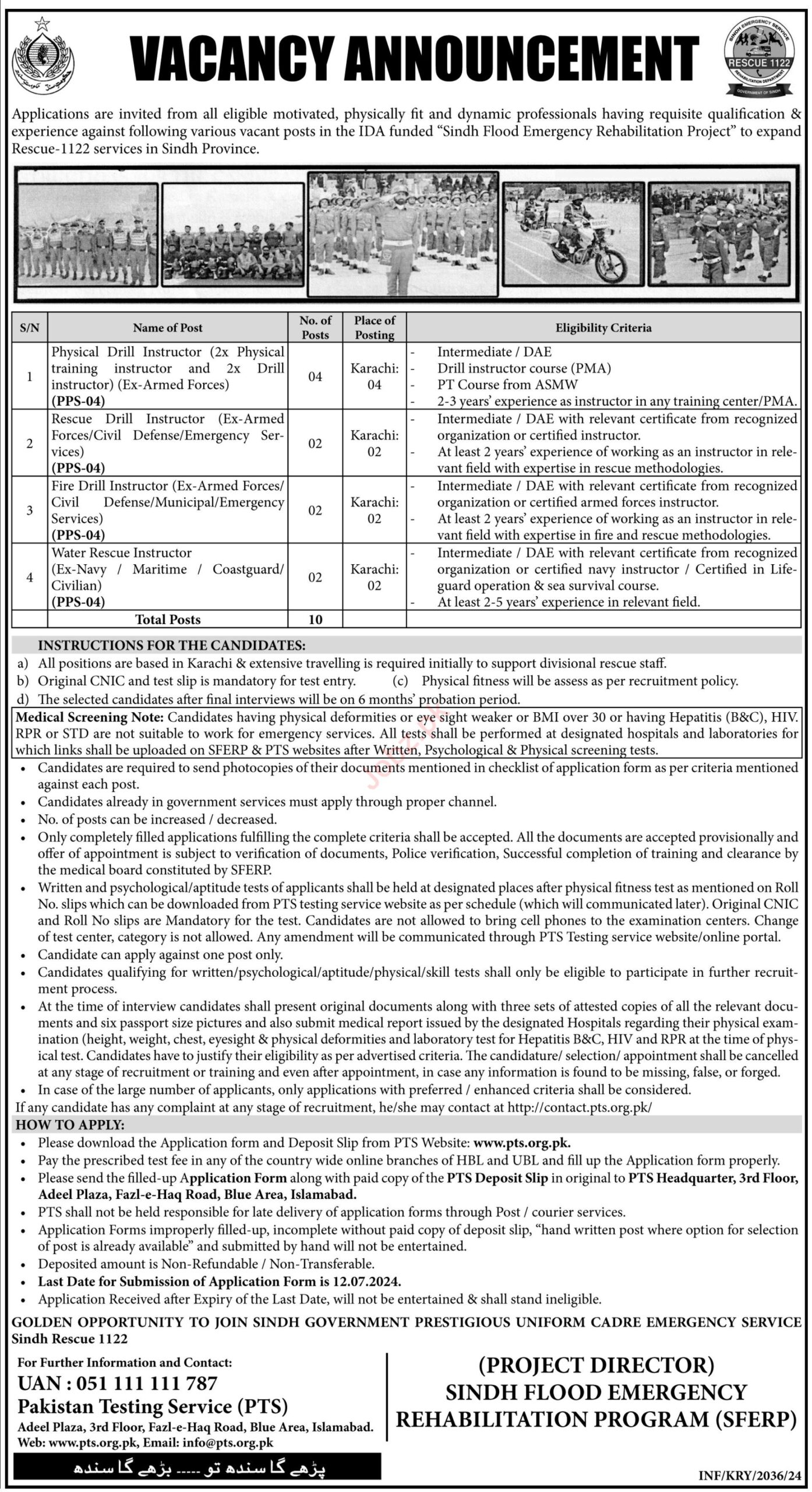 Positions Available At Sindh Emergency Rescue Service 1122