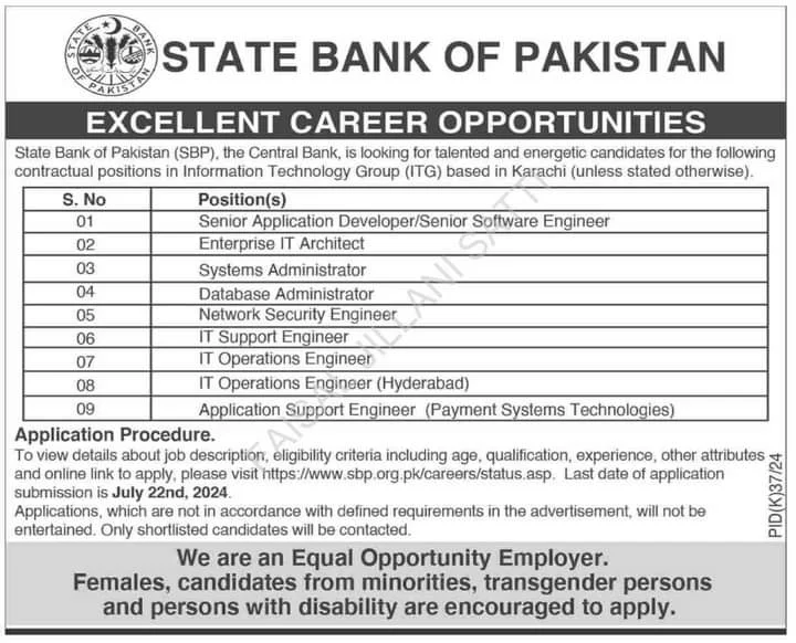 State Bank of Pakistan SBP Jobs 2024