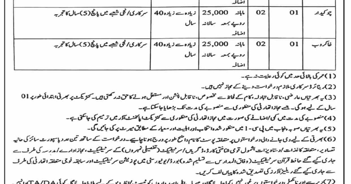 Punjab Irrigation Department Jobs 2024