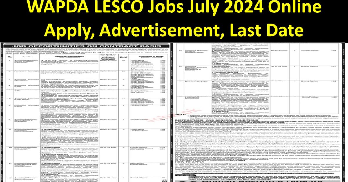 WAPDA LESCO Jobs July 2024