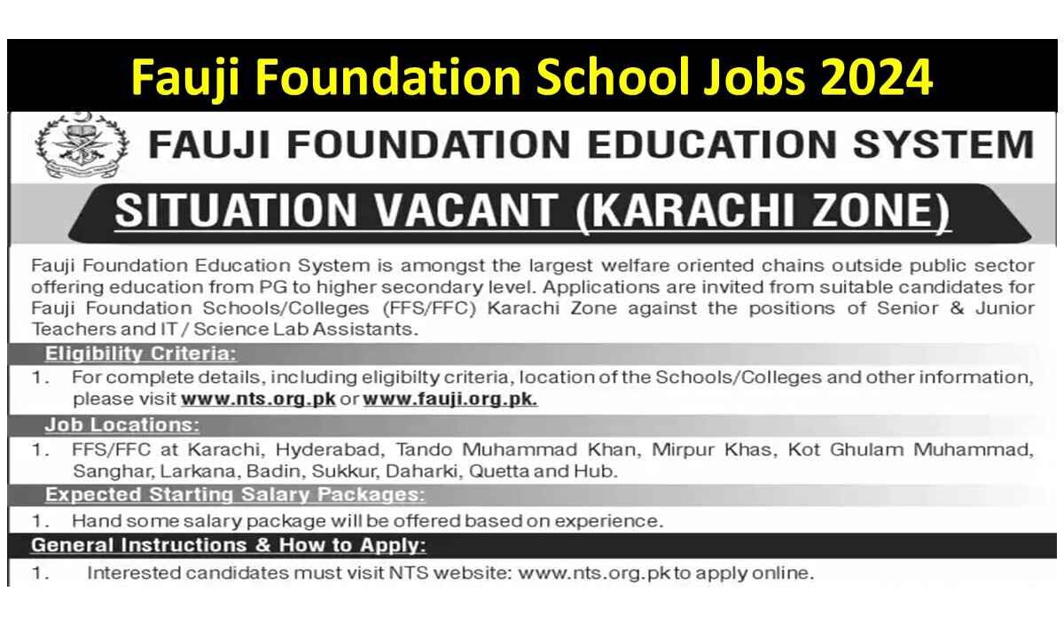 Fauji Foundation School Jobs 2024