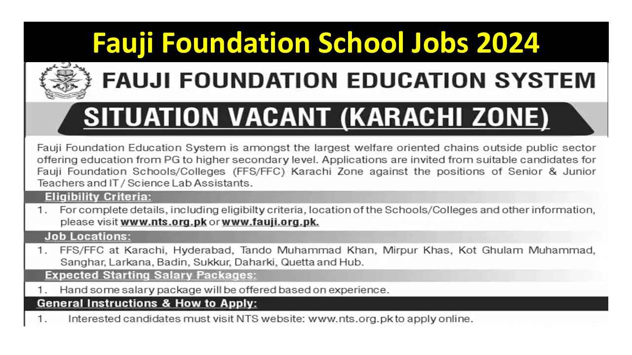 Fauji Foundation School Jobs 2024