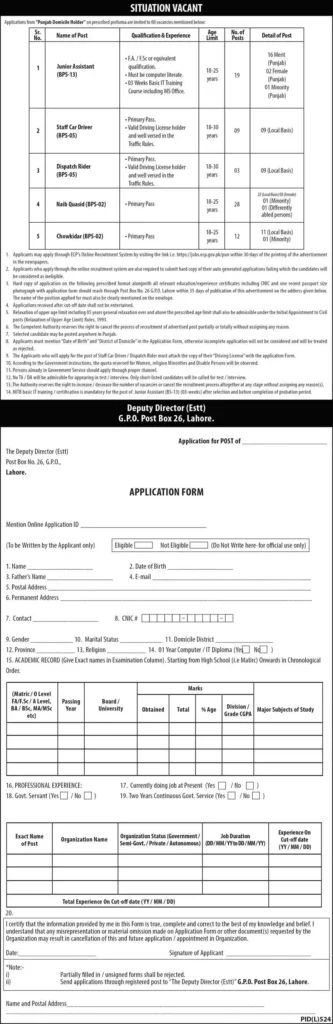 Election Commission of Punjab Jobs 2024 : Apply Now Post Box 26