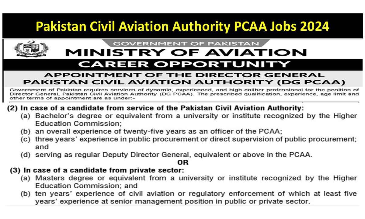 Pakistan Civil Aviation Authority PCAA Jobs 2024