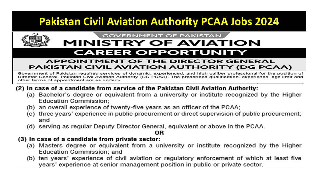 Pakistan Civil Aviation Authority PCAA Jobs 2024