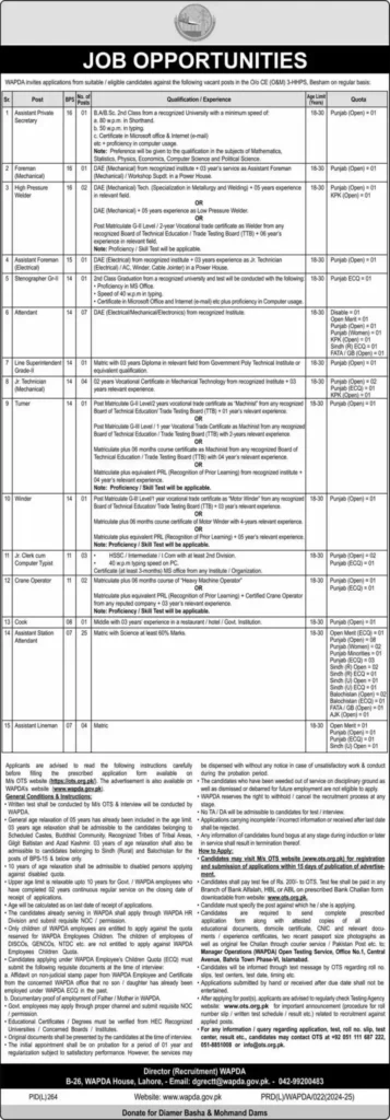 WAPDA Jobs 2024 : Apply Online Now