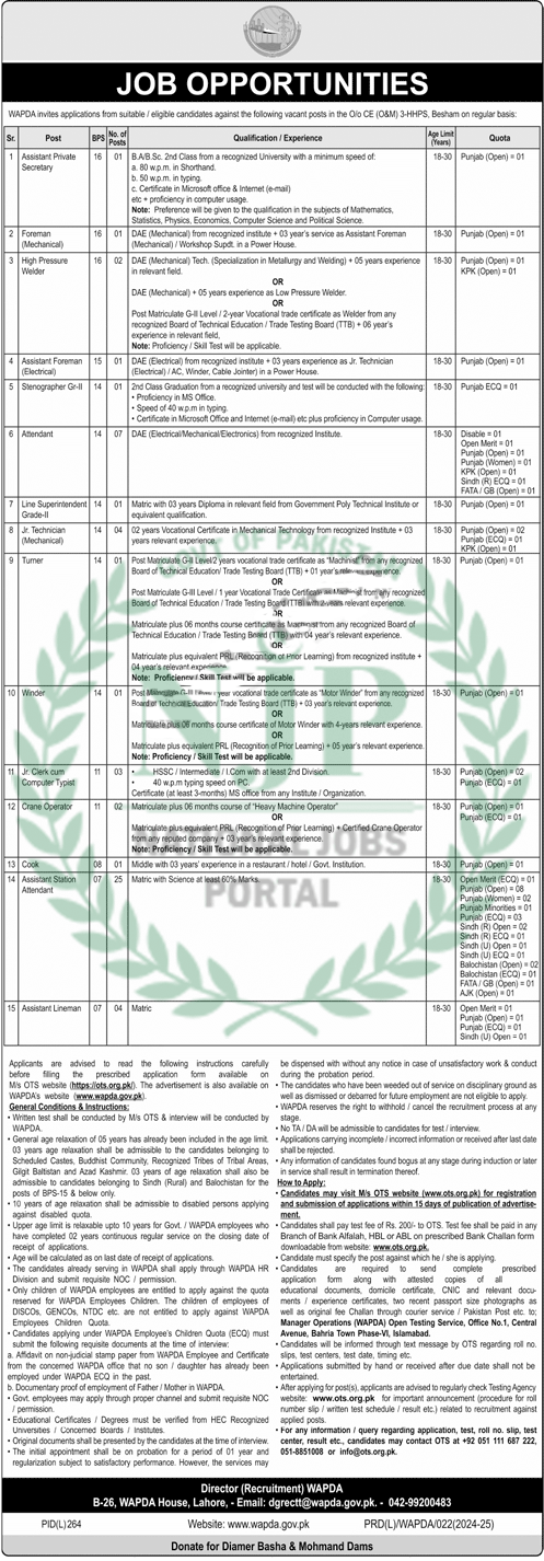 WAPDA Careers 2024 : Apply Online for Latest Vacancies