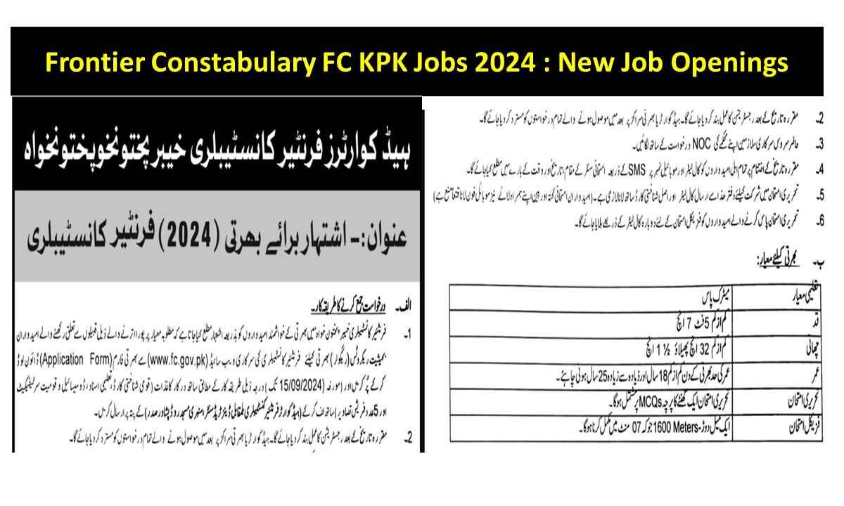 Frontier Constabulary FC KPK Jobs 2024