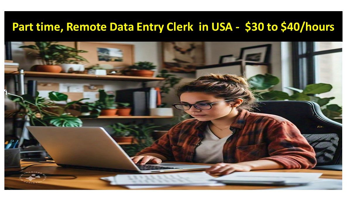 Part time, Remote Data Entry Clerk in USA - $30 to $40/hours