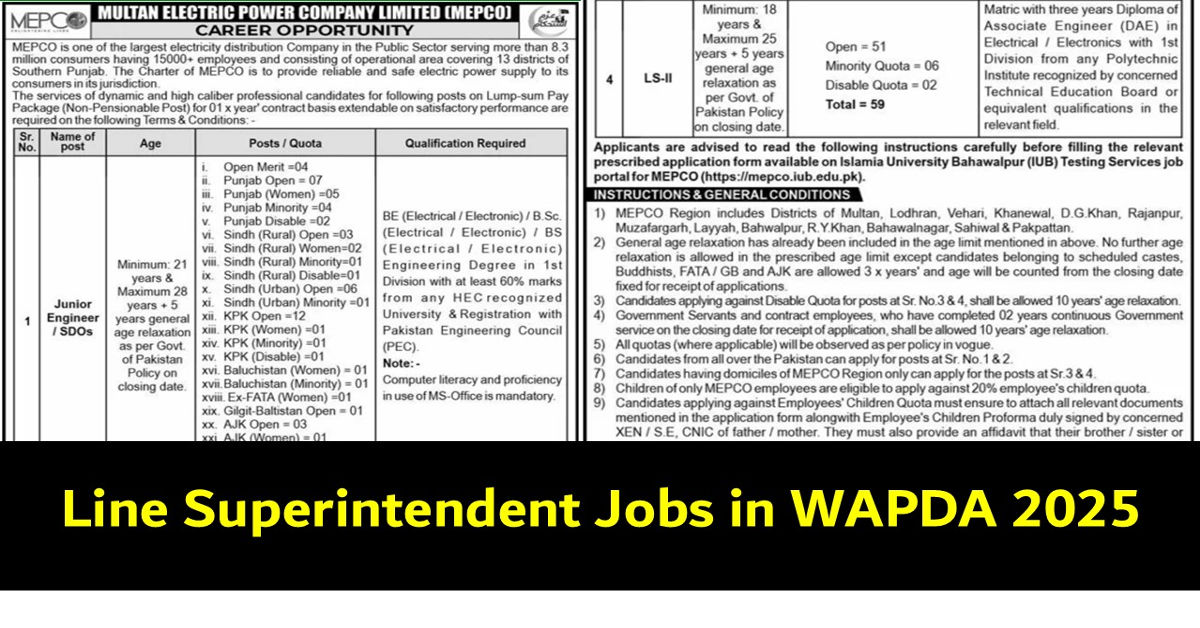 Superintendent Jobs in WAPDA 2025