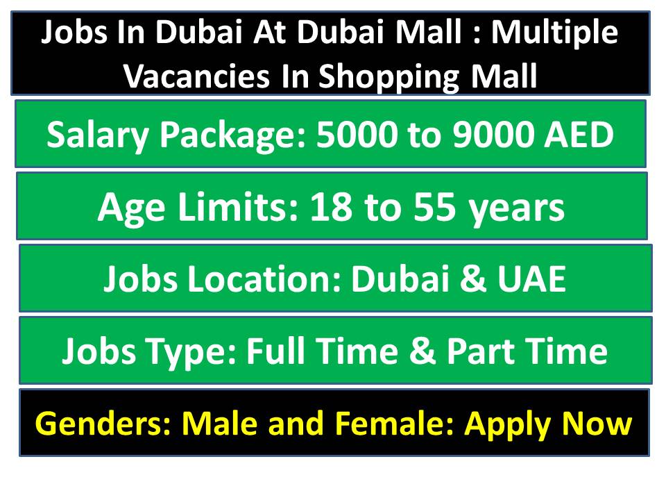 Jobs In Dubai At Dubai Mall : Multiple Vacancies In Shopping Mall