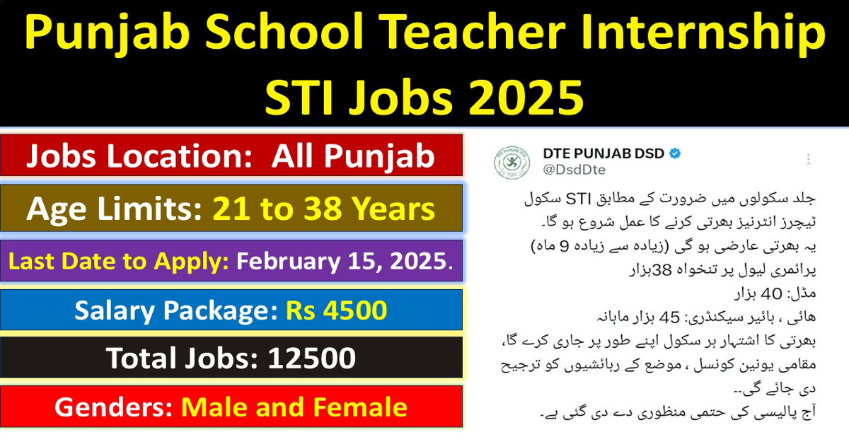 Punjab School Teacher Internship STI Jobs 2025