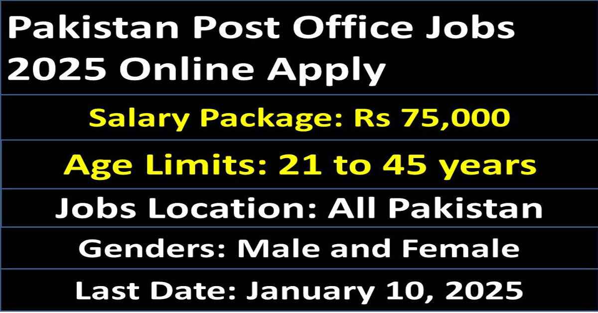 Pakistan Post Office Jobs 2025 Online Apply