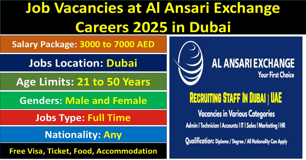 Job Vacancies at Al Ansari Exchange Careers 2025 in Dubai