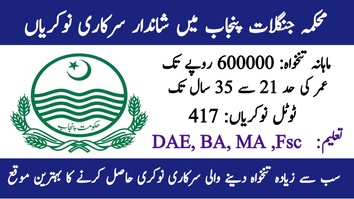محکمہ جنگلات پنجاب میں زیادہ تنخواہ والی سرکاری نوکریاں