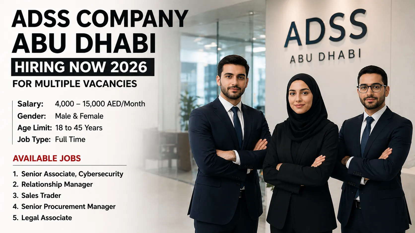 ADSS Company Abu Dhabi Hiring Now 2026 For Multiple Vacancies