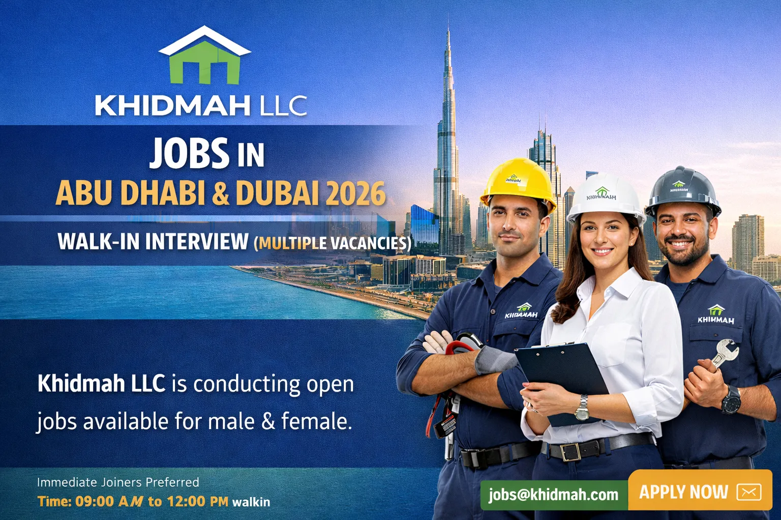 Khidmah LLC Jobs in Abu Dhabi